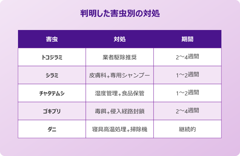 ダニのフン 見える 別害虫だった場合の対処