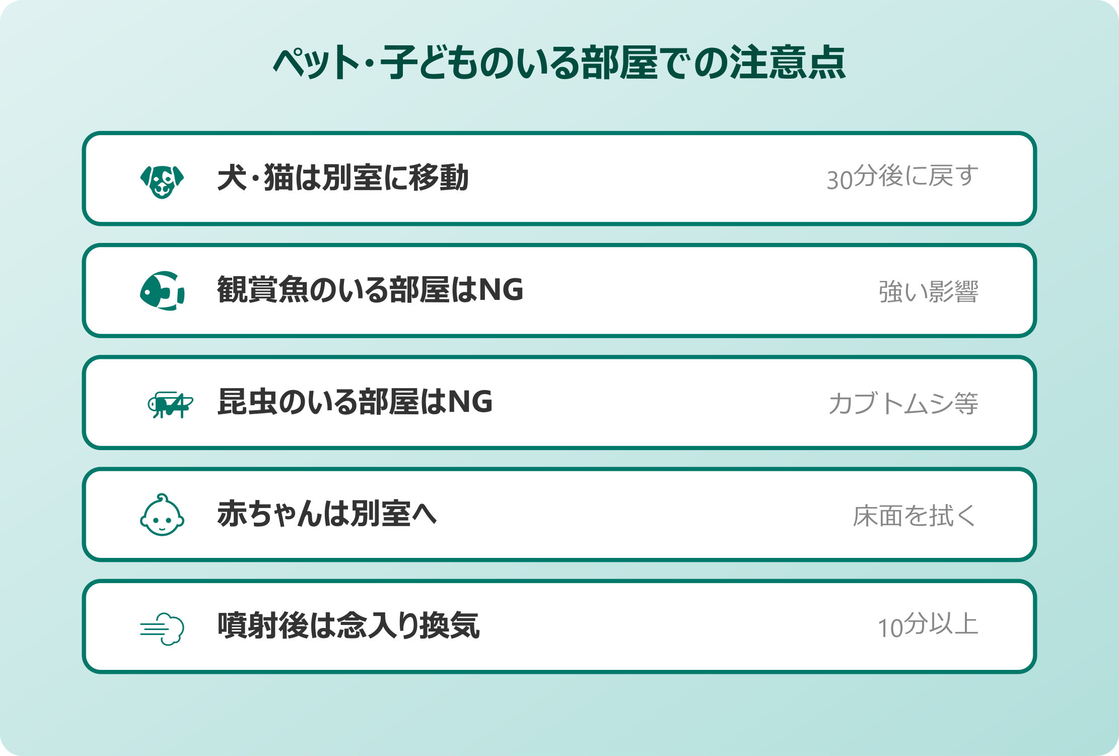 ダニムエンダー ペットや子どもがいる部屋での注意点