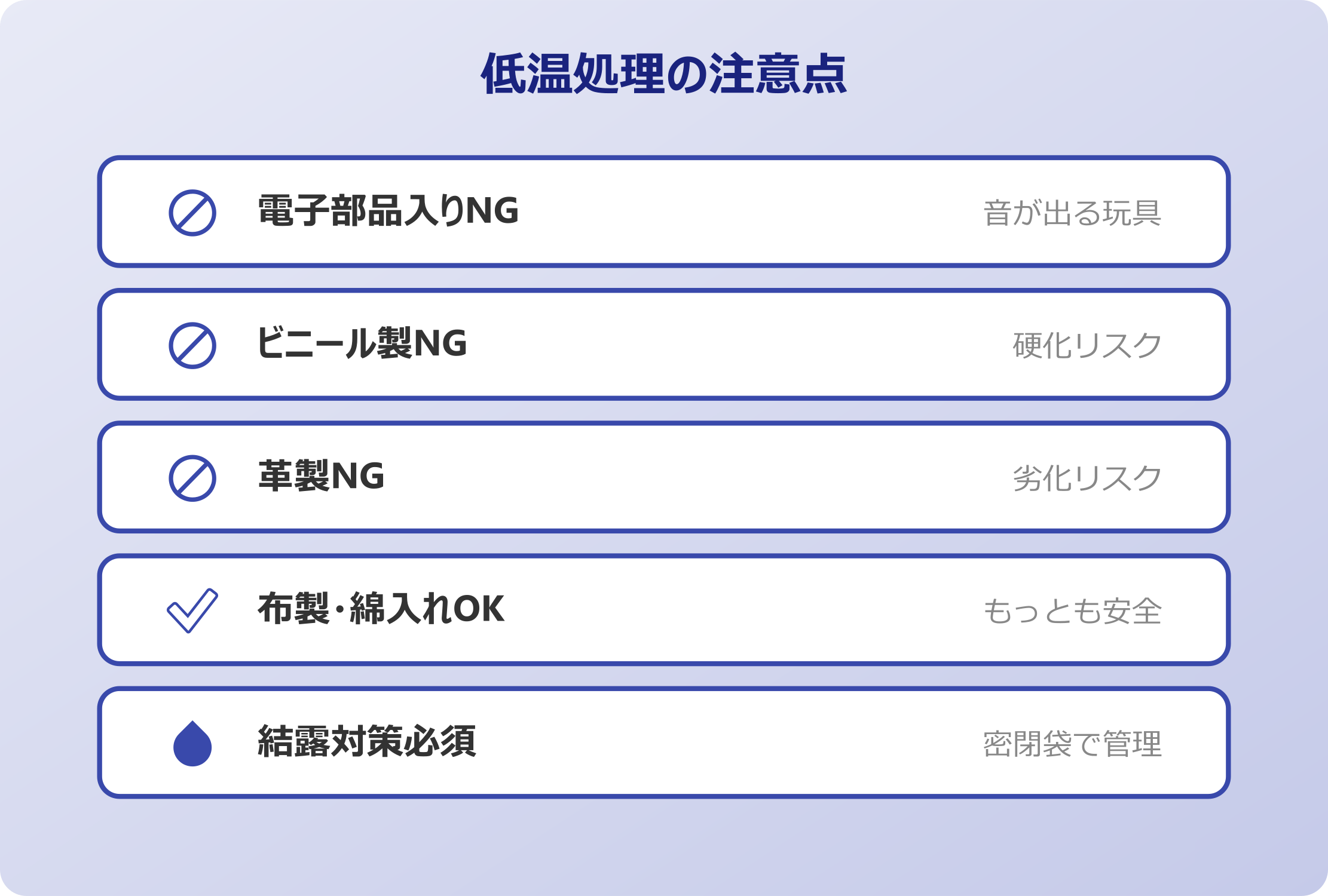 ダニ低温処理の注意点