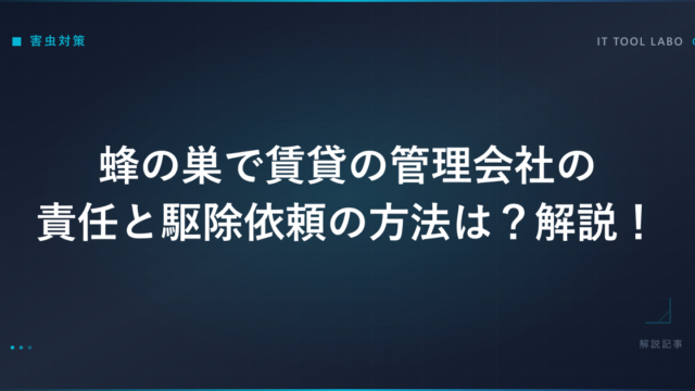蜂の巣で賃貸の管理会社の責任と駆除依頼の方法は？解説！