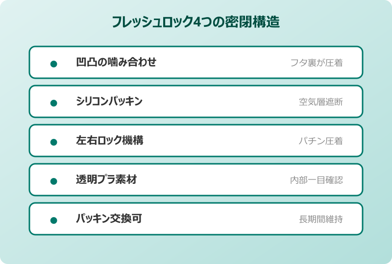 フレッシュロック 密閉構造 パッキン性能