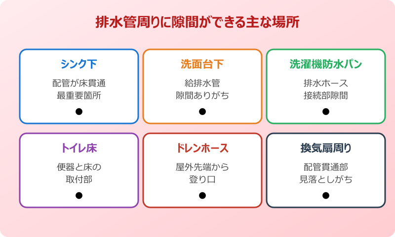 ゴキブリ 排水管 隙間 洗面台 洗濯機 塞ぐ