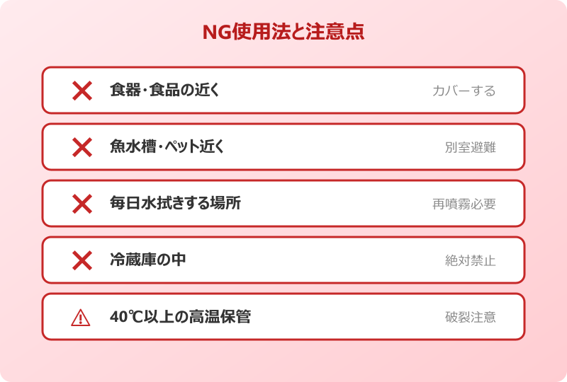 ゴキブリがいなくなるスプレー NG使用法と注意点