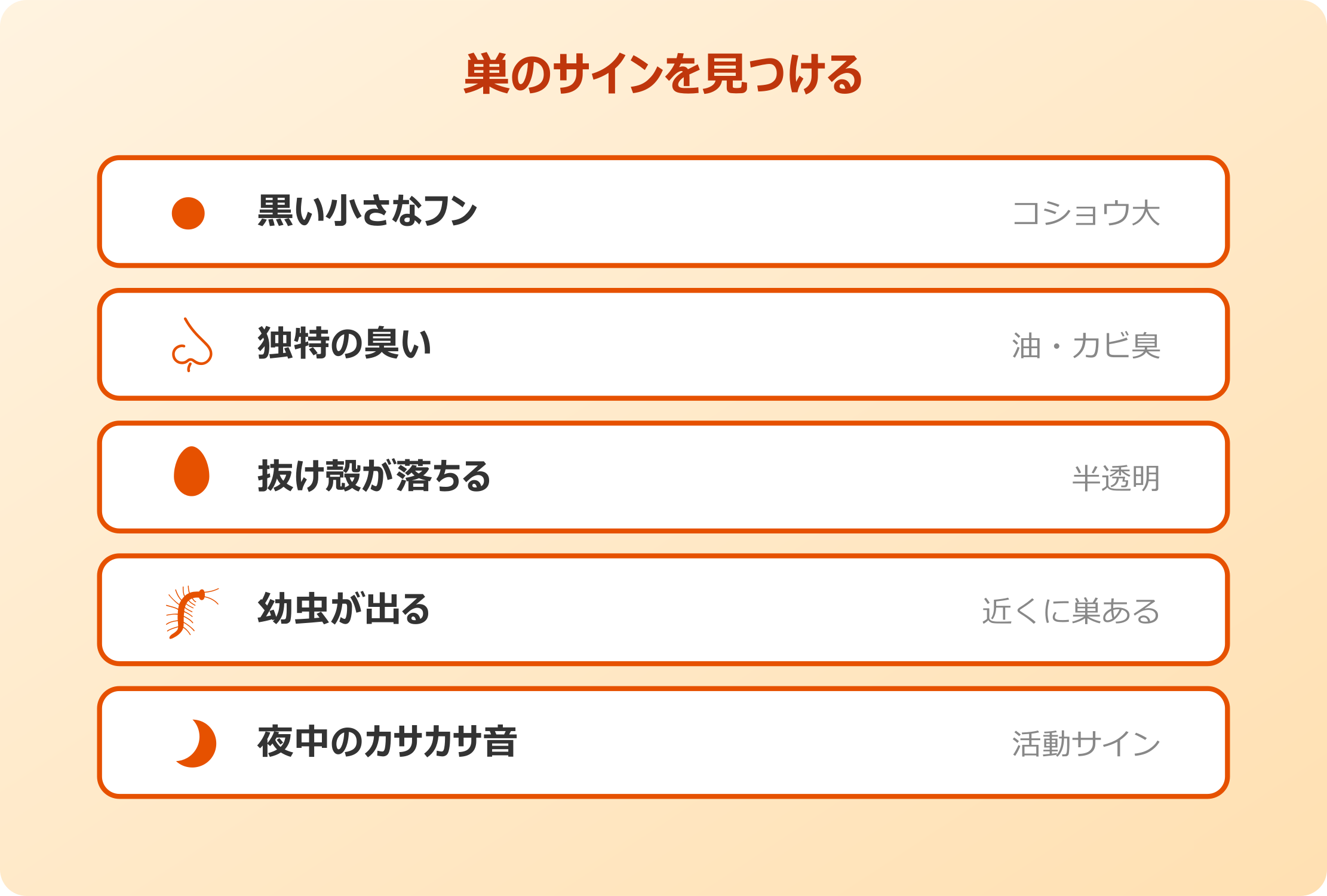 ゴキブリの巣のサインを見つける