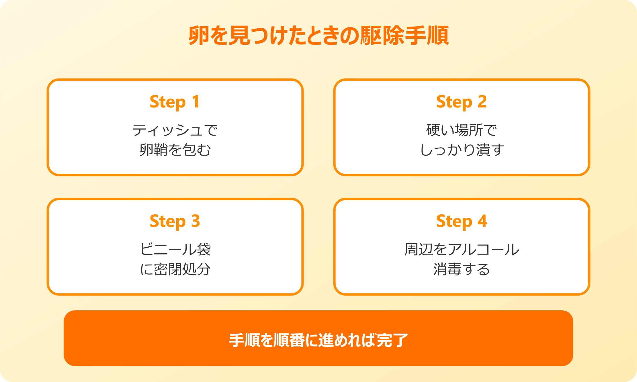 ゴキブリ卵を見つけたときの駆除手順