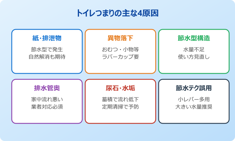 トイレのつまりを自分で直す前に知るべき原因