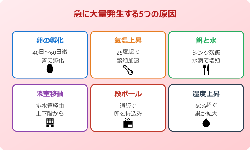 ゴキブリ 急に大量発生 5つの原因
