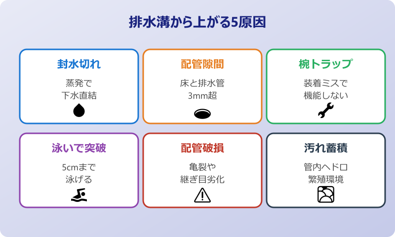 ゴキブリ 排水溝から上がってくる 5つの原因