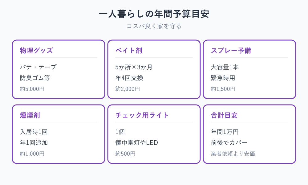 ゴキブリ 一人暮らし 対策の年間予算とまとめ