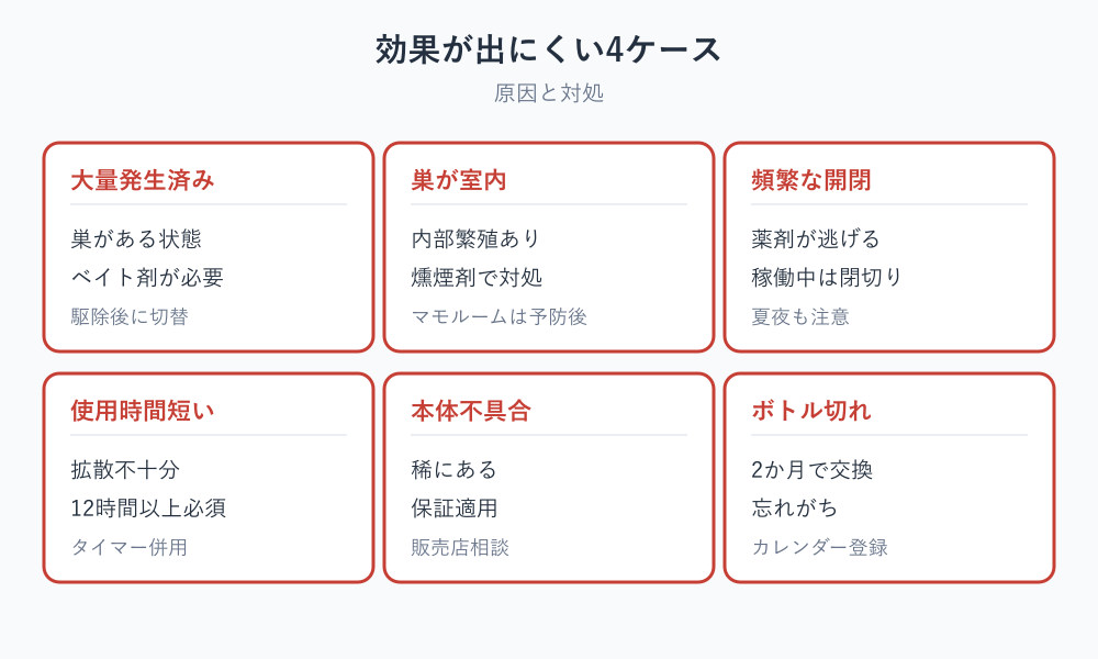マモルーム ゴキブリ用 効果が出にくいケース