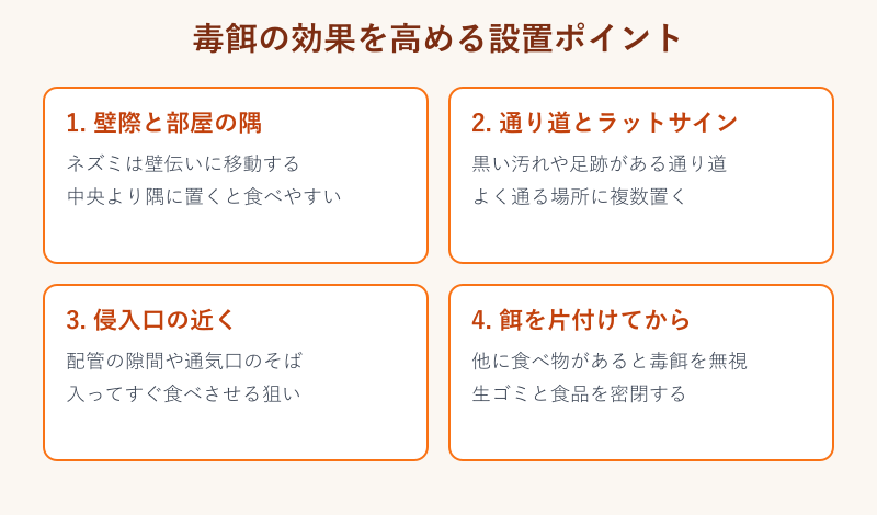 毒餌の効果的な設置ポイント図