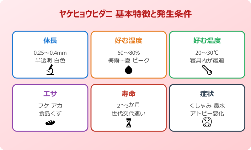 ヤケヒョウヒダニ 対策 特徴と発生条件のマップ