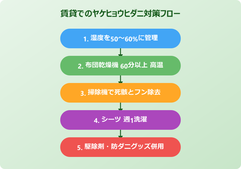 ヤケヒョウヒダニ 対策 賃貸での実践フロー