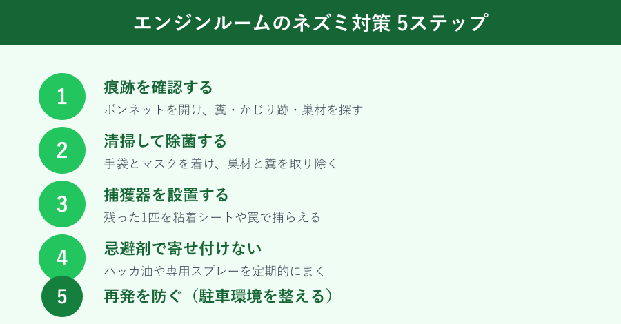 ネズミ対策5ステップの手順フロー