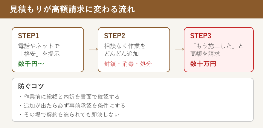 高額請求に変わる流れの図解