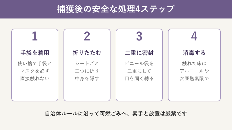 捕獲後の処理4ステップのフロー図