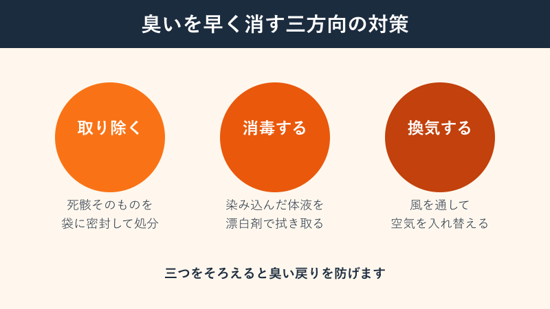 臭いを早く消す三方向の対策図