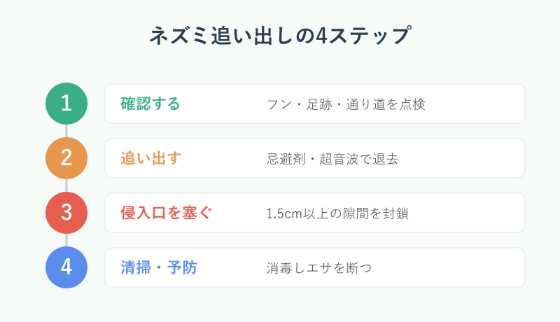 ネズミを追い出す4ステップの手順フロー
