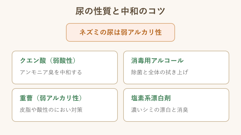 尿の性質と中和剤の対応図