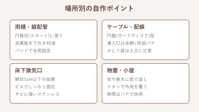 場所別のねずみ返し自作ポイント