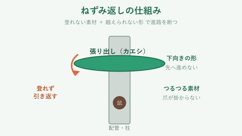 ねずみ返しの仕組み概念図
