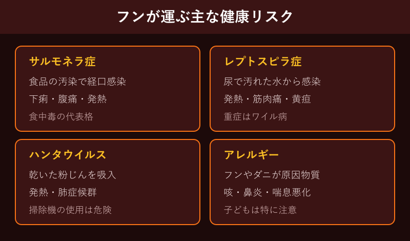 ネズミのフンが媒介する感染症とアレルギーのリスク一覧