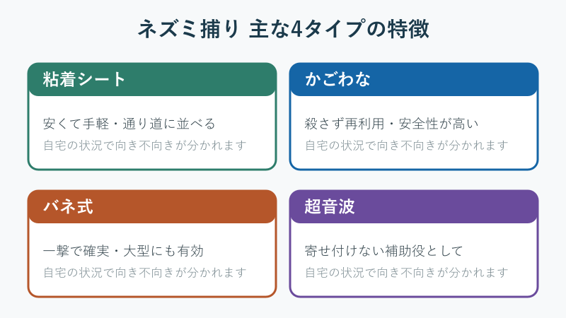 ネズミ捕り4タイプの比較カード