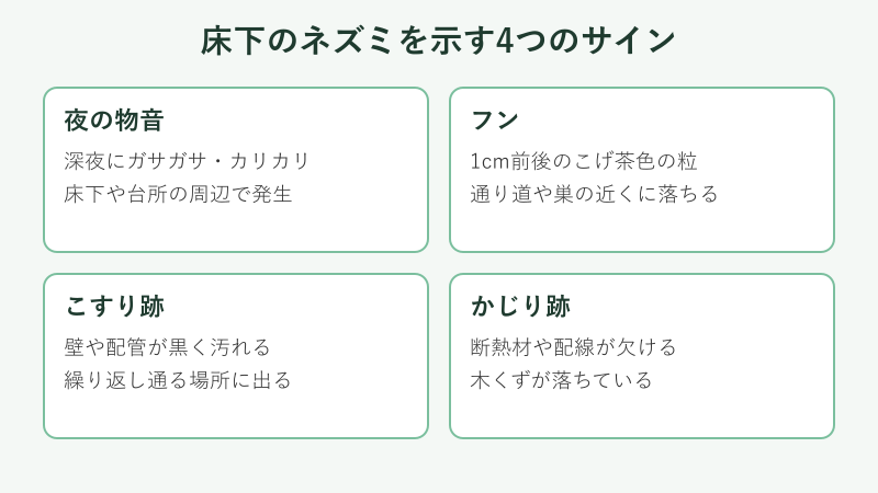 床下のネズミを示す4つのサイン