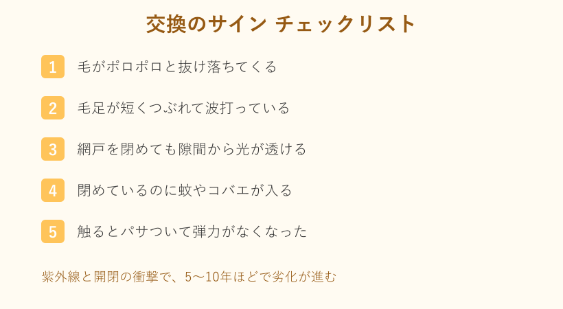 戸当たりゴムの劣化サイン一覧