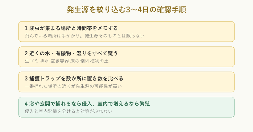 発生源を絞り込む確認フロー