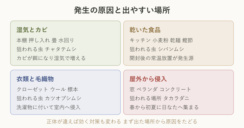 発生原因と出やすい場所のマップ