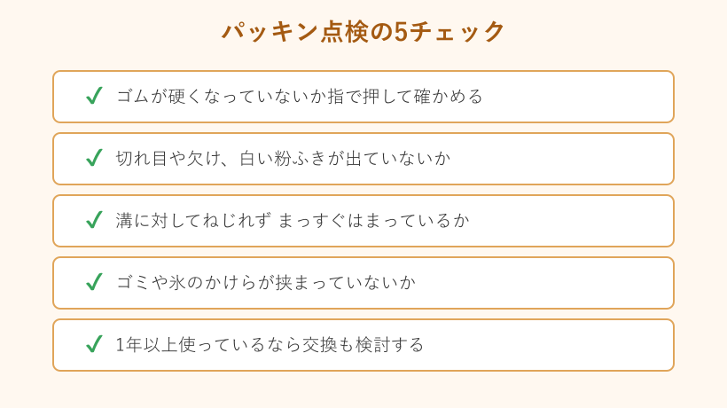 パッキン点検のチェック項目