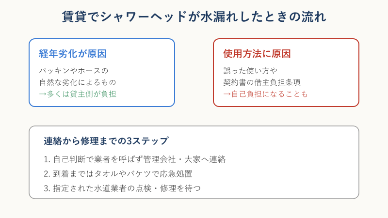 賃貸でシャワーヘッドが水漏れしたときの連絡フロー