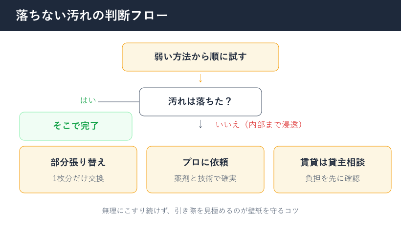 落ちない汚れの判断フロー図