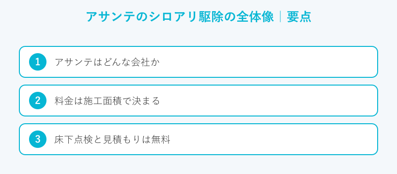 アサンテのシロアリ駆除の全体像の要点