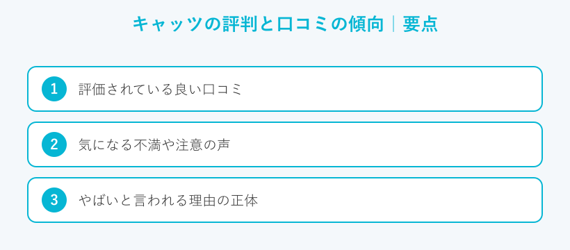 キャッツの評判と口コミの傾向の要点