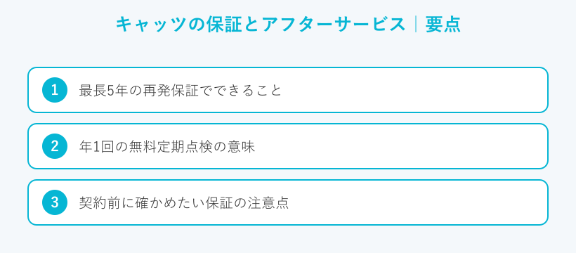 キャッツの保証とアフターサービスの要点